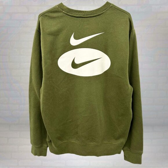 Vintage Nike Olive Green Double Swoosh Sweatshirt | Size Medium - Picture 2 of 5